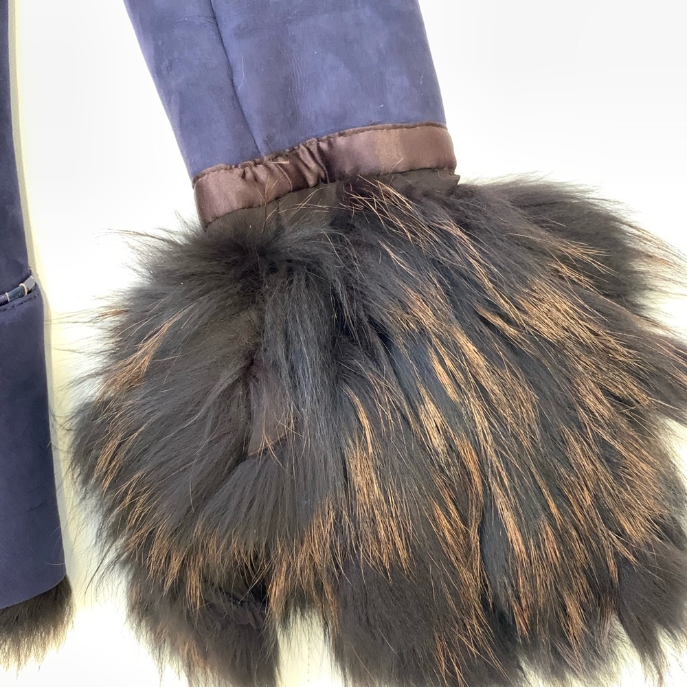 ROBERTO CAVALLI Suede Fox Fur Jacket Sz 40 - Picture 6 of 8